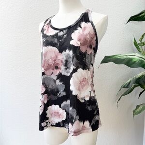 Old Navy Active Floral Racerback Tank Top S - Black and Pink